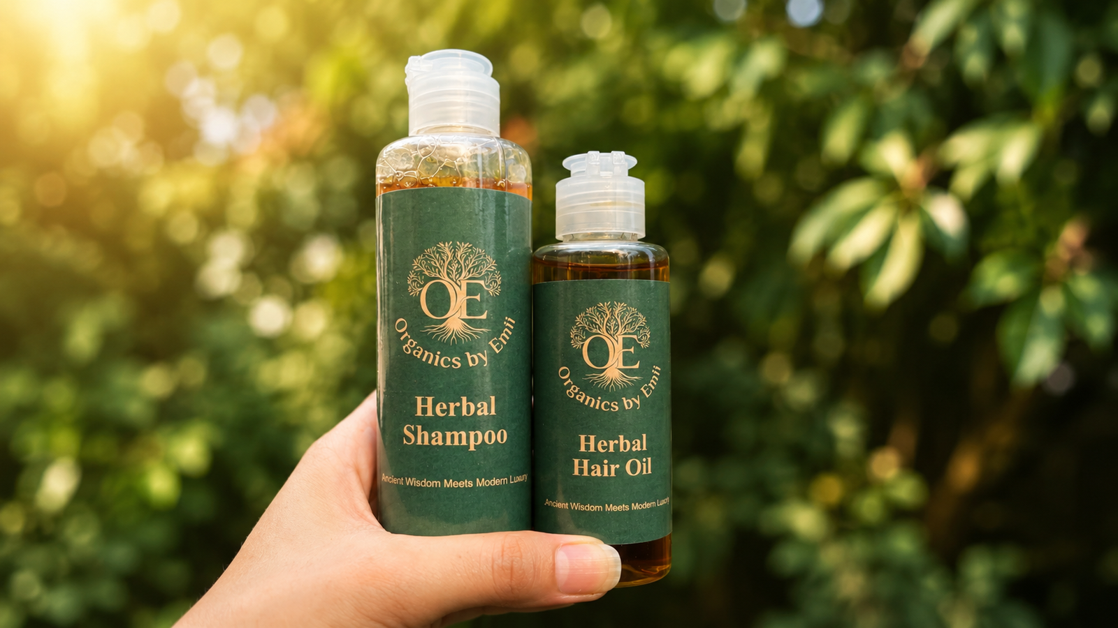 Organics by Emii products on marble with rosemary
